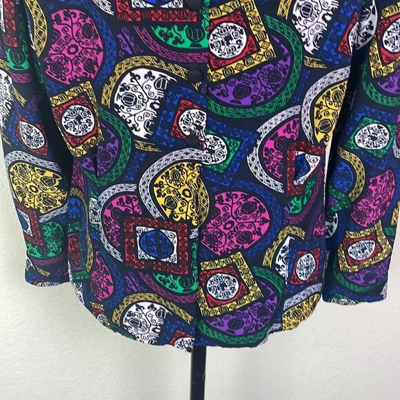 Vintage Evan Picone geometric designed l/s blouse women’s 14 - Picture 10 of 15